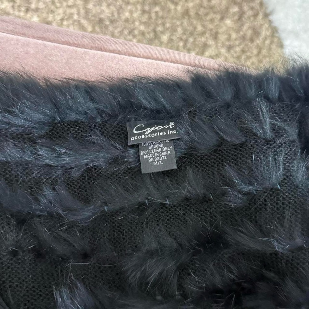 y2k coquette romantic goth girly grunge black rabbit fur cropped bolero cardigan - Picture 7 of 7